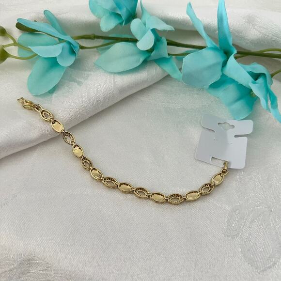 14K Gold Plated XP Adjustable Womens Bracelet Oval Link Oro Laminado - Picture 7 of 9